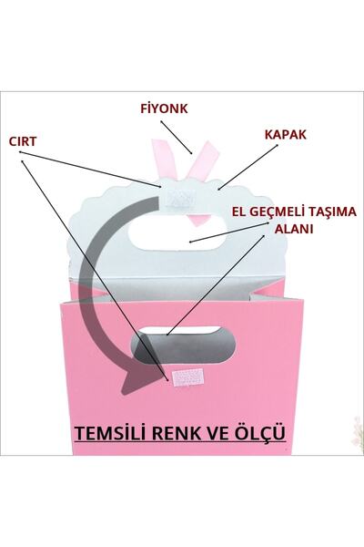 Süsle Baby Party El Geçmeli Karton Çanta 26x19x9cm Mat Altın 1 Adet