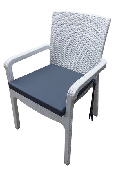 bahçem bahar 6 Adet Su Geçirmez Kumaş Rattan Minderi-koyu Gri