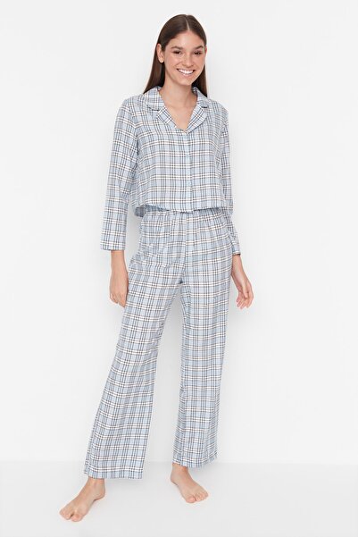 Trendyol Collection Σετ Πυτζάμες Πυτζάμες Καρό γιακά Πουκάμισου THMAW23PT00445
