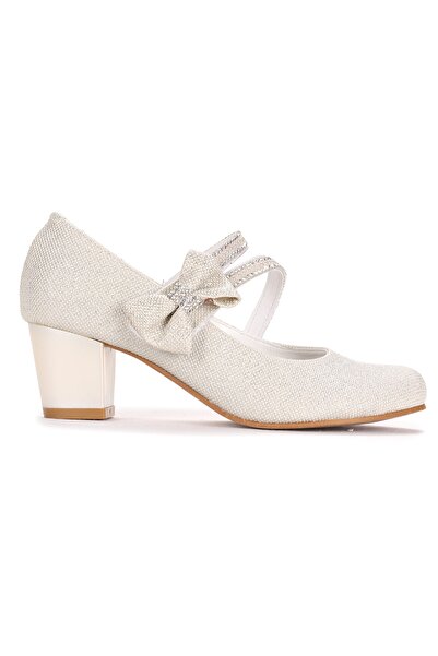 Genel Markalar Kiko 750 Simli Günlük Kız Çocuk 4 Cm Topuk Babet Ayakkabı Sedef