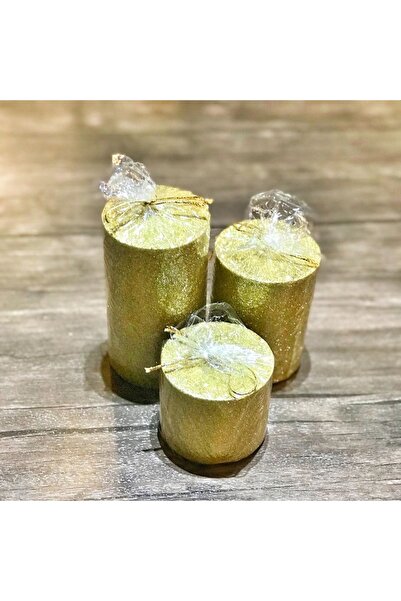 Genel Markalar Dekoratif Gold Simli Takoz Silindir Mum