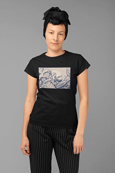 ErTaPassage Broasca neagră japoneză cu imprimeu Femeie tricou - T7292637