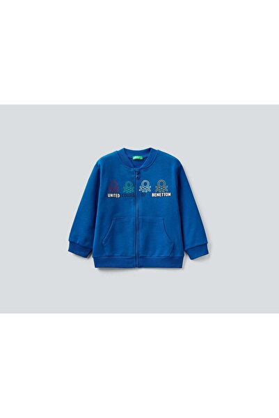 United Colors of Benetton Benetton Boy's Sax Blue Benetton Logo Sweatshirt