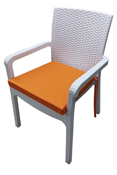 bahçem bahar 4 Adet Su Geçirmez Kumaş Rattan Minderi-turuncu