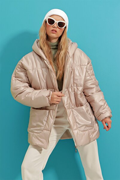 Trend Alaçatı Stili Winter Jacket - Gray - Puffer