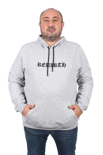 Starbattal Φούτερ Rebirth 22701-γκρι με κουκούλα μεγάλου μεγέθους