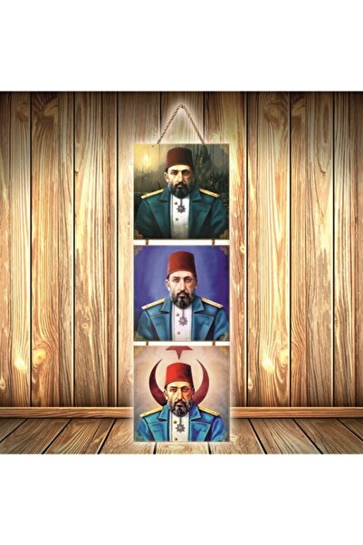 hazalshop II. Τριπλή ρετρό ξύλινη αφίσα με σχέδιο Abdülhamid Ü530