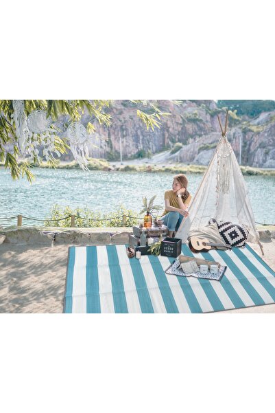 CRAFT HOME Katlanabilir Plastik Hasır Halı Kilim Piknik Plaj Park Bahçe Teras Veranda