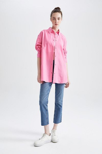 DeFacto Oversize Fit vászonkeverék hosszú ujjú ing