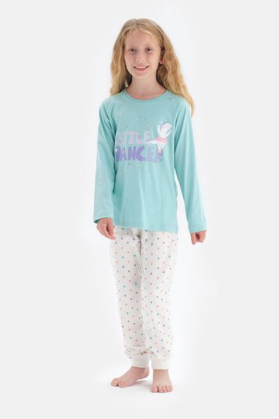 Dagi Mınt Crew Neck Unicorn Printed Pajama Set