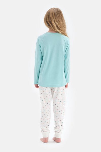 Dagi Mınt Crew Neck Unicorn Printed Pajama Set
