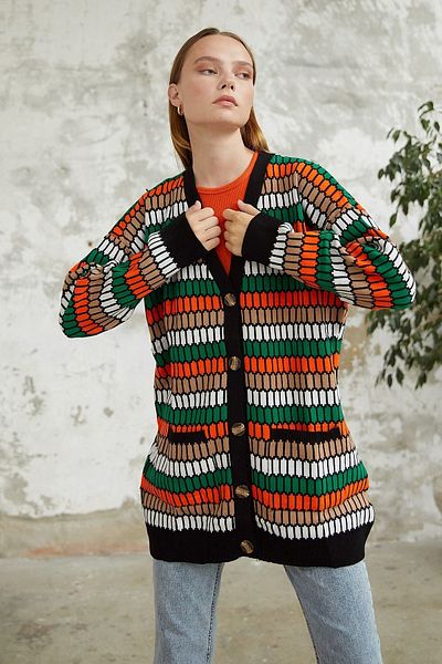 InStyle Cardigan din tricotaj cu model Rana - negru