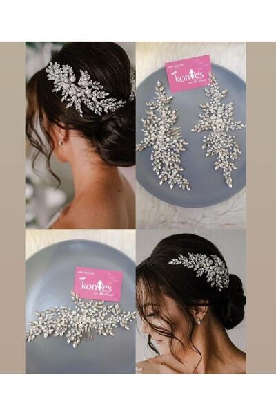 Kontes Gelin Tacı Saç Aksesuarı Tekli Olarak