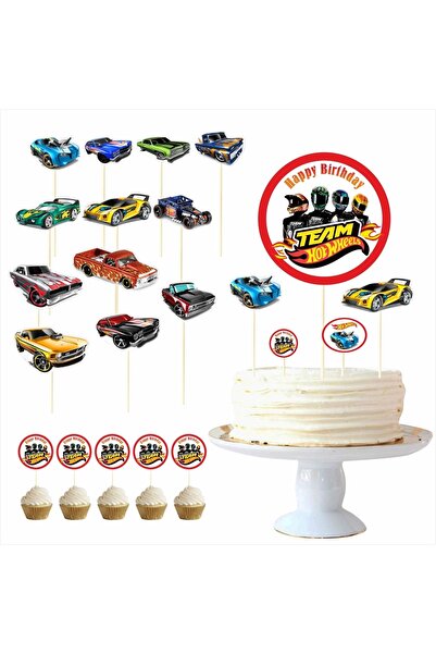 SİYAH PARTİ EVİ Hot Wheels Doğum Günü Pasta Süsü Kürdan Seti