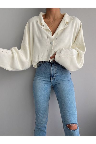My love butik Snap Detail Crop Cardigan