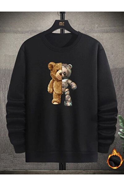 LOUİSA Oversize Μαύρο φούτερ με ρομποτική στάμπα