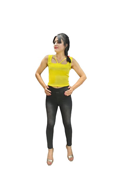 AZEM KOTÇU Kadın Kot Pantolon Toparlayıcı Full Likra Beli Lastikli Yüksek Bel Büyük / Küçük Beden- Füme