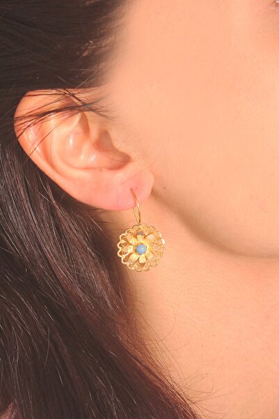 Adil İdil Kuyumculuk Sedef Taşlı Sarı Altın Anne Küpe