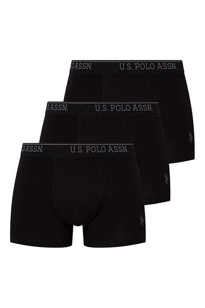 U.S. Polo Assn. Ανδρικό μπόξερ 3 συσκευασιών με εμπριμέ μάρκα με κεντημένο βαμβακερό Lycra