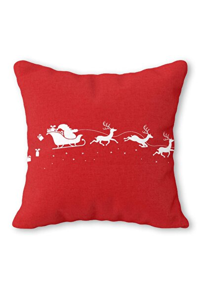 Modabutik Yılbaşı Temalı Geyik Desenli Dekoratif Kırlent Kılıfı