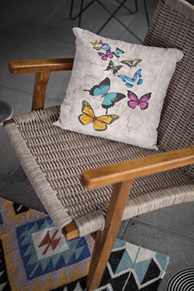 Viva Home 43x43cm Husă de pernă cu fluture țesut din pene premium thailandeză, cu două fețe, Krl130