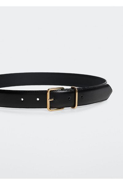 MANGO Woman Square Buckle Leather Belt