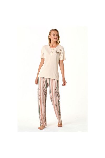 Feyza Pijama Feyza New Season Cotton Short Sleeve Women's Pajama Set