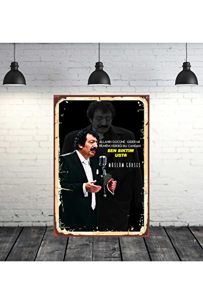 TAKIFİX Müslüm Gürses Ben Bıktım Usta Tasarımlı 20x30 Cm Retro Ahşap Tablo