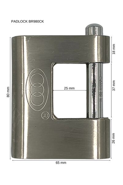 Tri-Circle قفل ثلاثي دائري من الفولاذ المقوى بالكروم الأفقي 65 مم