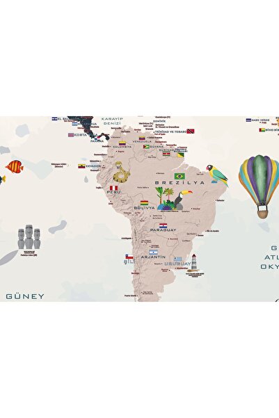 Dreamy Kids Dünya Haritası - Bilgi Deposu Vıı (çocuk Odası Duvar Kağıdı)