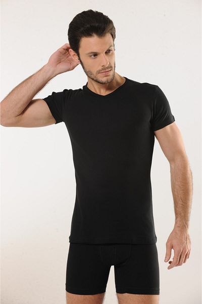 Hmd 3 Men's Rib V-Neck Undershirt Comfortable Fit 100% Cotton