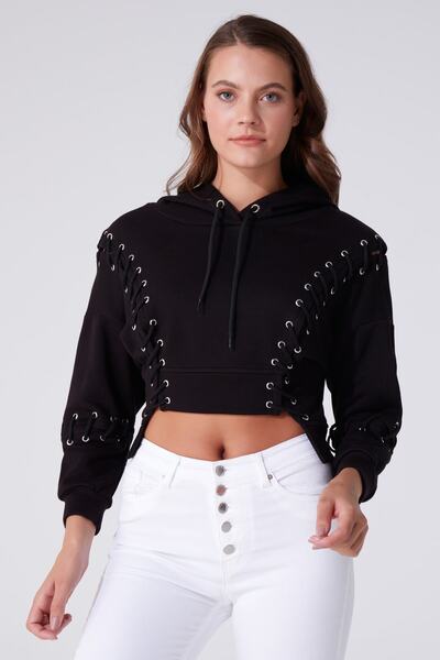 BERFUĞ KIRAN Kapüşonlu Ip Detaylı Sweatshirt