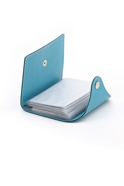 2K Credit Card Holder Turquoise 10 Leaves Vertical 7.5x9.7 Cm