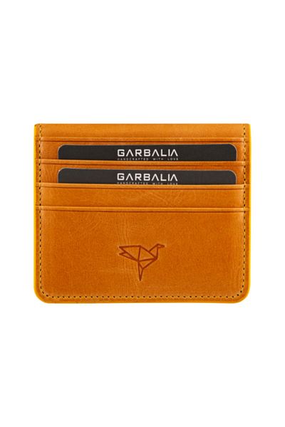 Garbalia Vintage Leather Mustard Yellow Men's Card Holder Money Portfolio 100% Handmade Calfskin