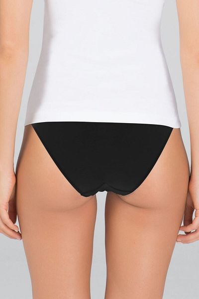 Kom Chiloți compacti pentru bikini din lycra din bumbac pieptănat, pachet 6, negru, S-xl