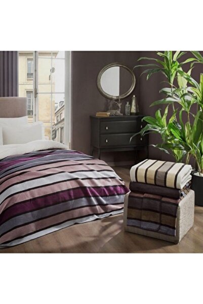 Taç Ripley Pamuk Çift Kişilik Battaniye Kahve