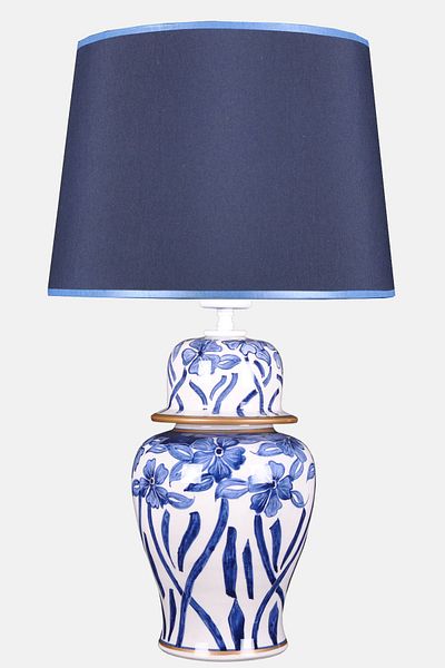 Qdec Bleu Blanc Shah Vase Lampshade Floral Gilt Blue