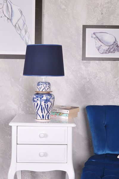 Qdec Bleu Blanc Shah Vase Lampshade Floral Gilt Blue