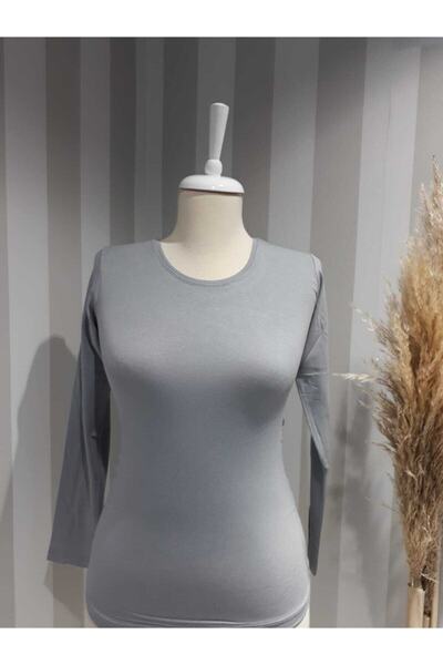 nacar çarşı Дамски сив боди с дълъг ръкав