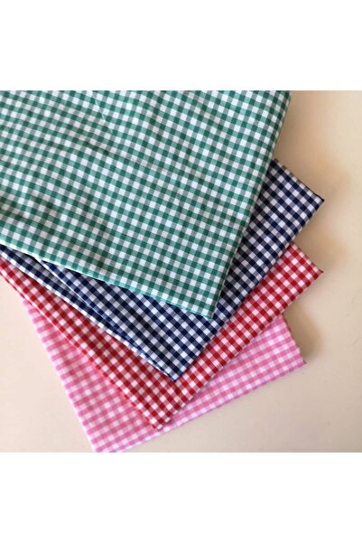 Adalilar Yeşil Pötikareli Zefir Kumaş (Metre)