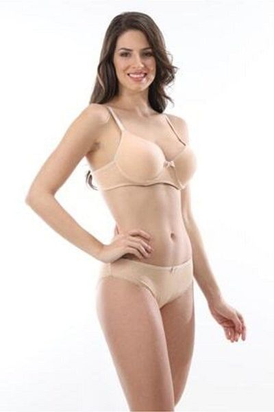 NurPeri İç Giyim Σετ εσώρουχα με χρώμα σάρκας Bamboo Push-up και Underwire