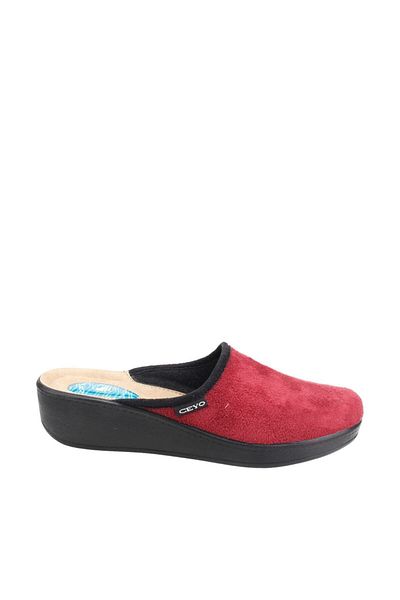Ceyo 9932 Claret Red Women's House Slippers with Heel Spur Feature and Closed Front