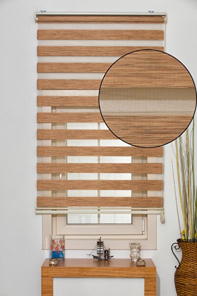 Taç Rüyaper Bambu Model Stor Perde - Kahverengi Zebra Perde