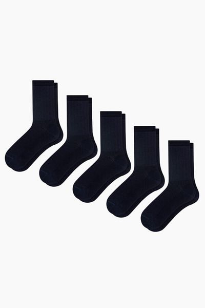 MEM SOCKS Дамски тъмносини диабетични чорапи, комплект от 5 броя