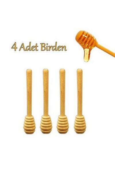 ASPARTAM Honey Jam Spoon from Kamptek Wooden Workshop 4 Pieces Wooden Honey Spoon 10 cm