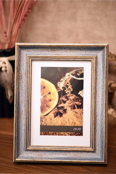 studyosercan2 Fotoğraf Çerçevesi 15x21 Ebatında Şık Tasarım Mavi Eskitme