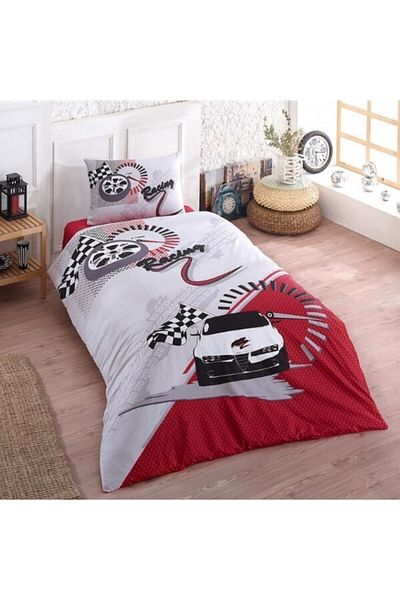 Kristal Taç 100% Cotton Single Youth Duvet Cover Set Race