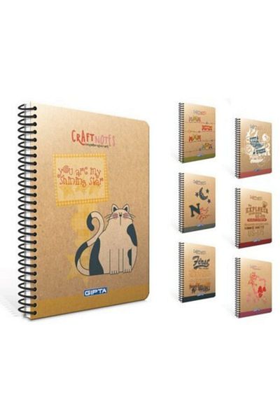 Gıpta Craft Notes 100 Sheets Checkered Medium Size Hard Cover 17*24 3 Pieces Notebook