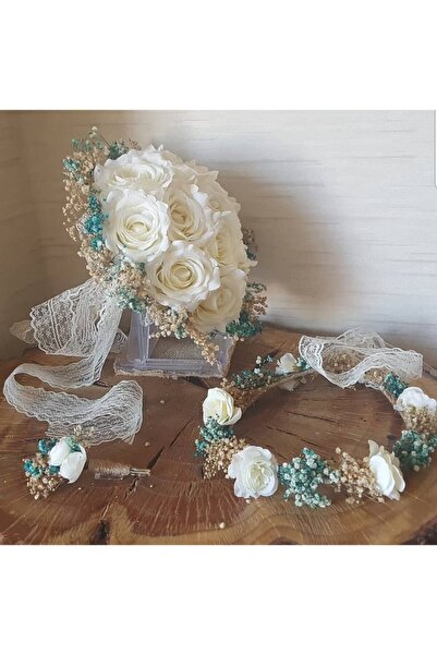 Evsay Gelin Buketi Gül Demeti Gelin Çiçeği Nişan Düğün Buketi Gelin Tacı Ve Y...