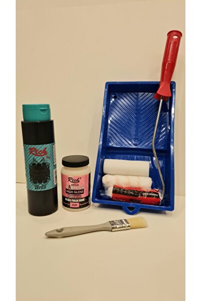 Rich Multi Surface 500cc (750 gr ) Siyah Dolap Boyama Seti ( Rulo Takımı + Yu...